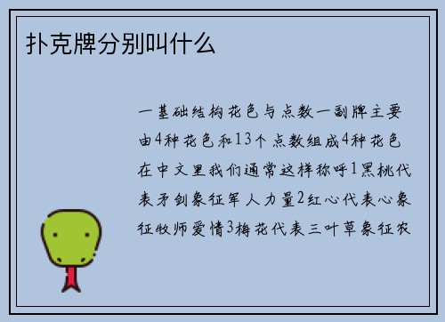 扑克牌分别叫什么